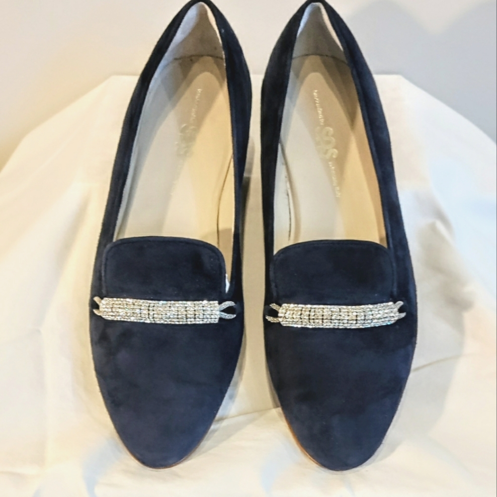 Navy Suede Flats size 11 by SAS with sparkle detail